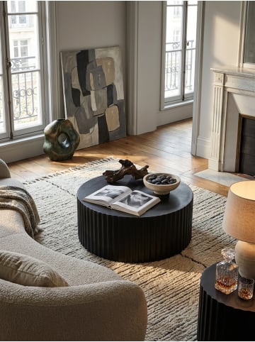 KADIMA DESIGN Couchtisch Beistelltisch | Metall, 67x67x31cm, Wellen-Muster