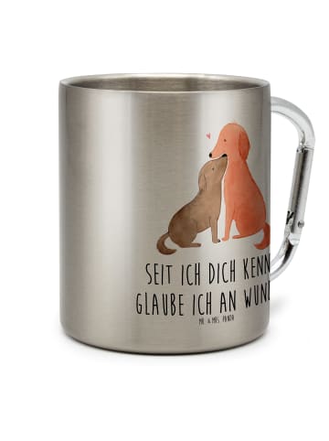 Mr. & Mrs. Panda Thermobecher Hunde Liebe mit Spruch in Silber