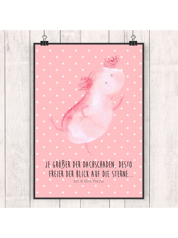 Mr. & Mrs. Panda Poster Axolotl Tanzen mit Spruch in Rot Pastell