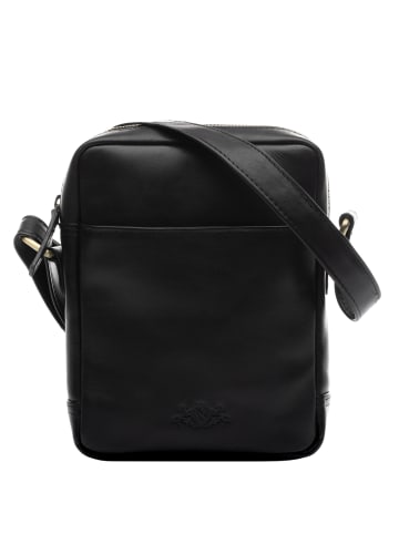 SID & VAIN Leder-Umhängetasche echt Leder Schultertasche groß schwarz in schwarz