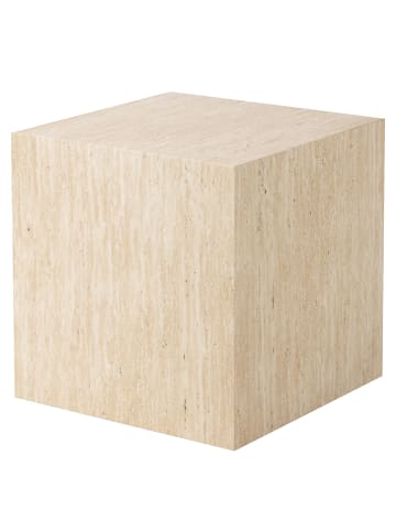 home24 home24 Couchtisch - quadratisch 48 cm aus Holzwerkstoff in Travertin Dekor - 48 x 48 x 50 cm in Travertin Dekor