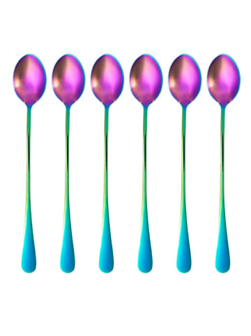 Intirilife 6er Set Dessert Löffel in Rainbow