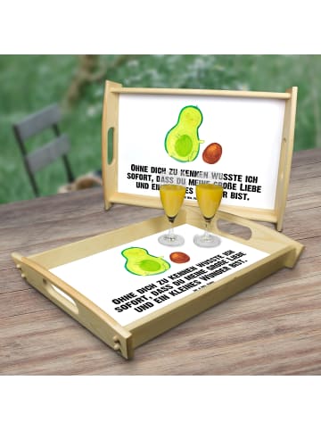 Mr. & Mrs. Panda Snack Tablett Avocado Kern rollt mit Spruch in Weiß