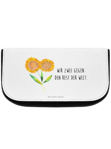 Mr. & Mrs. Panda kosmetiktäschchen Blume Sonnenblume mit Spruch in Weiß