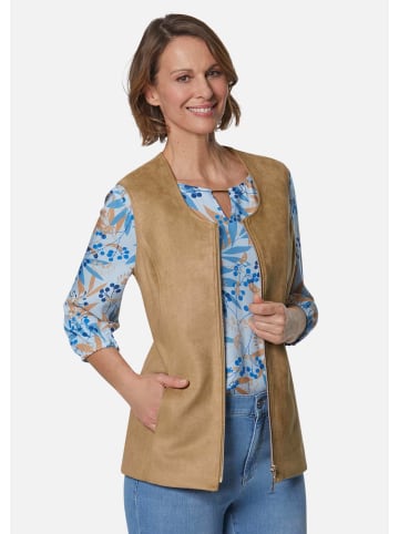 GOLDNER Velourslederimitat-Weste in camel