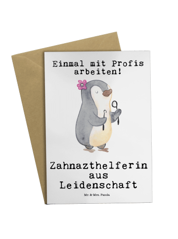 Mr. & Mrs. Panda babykarte Zahnarzthelferin Leidenschaft mit Spruch in Weiß