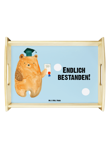 Mr. & Mrs. Panda holz serviertablett Bär Prüfung mit Spruch in Blau Pastell