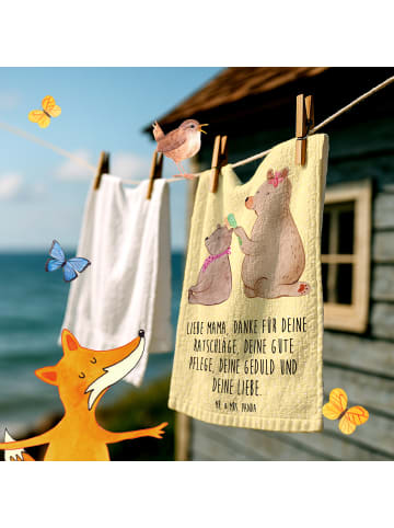 Mr. & Mrs. Panda Handtuch Bär Kind mit Spruch in Gelb Pastell