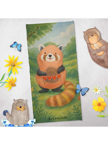Mr. & Mrs. Panda Badehandtuch Roter Panda Design ohne Spruch in Gelb Pastell