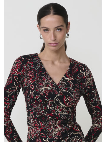 KOROSHI Kurzes bedrucktes Minikleid mit langen Ärmeln in SCHWARZ