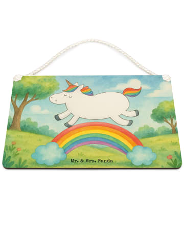 Mr. & Mrs. Panda Schild Einhorn Regenbogen Design ohne Spruch in Weiß