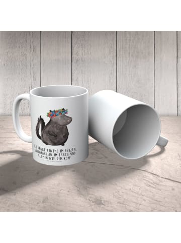 Mr. & Mrs. Panda Kindertasse Stinktier  mit Spruch in Weiß