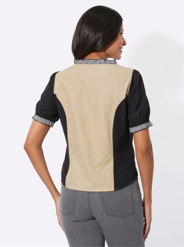Sieh an! Kurzarm-Bluse in sand-schwarz