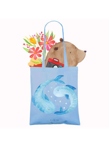 Mr. & Mrs. Panda Shopping Tasche Sternzeichen Fische ohne Spruch in Sky Blue
