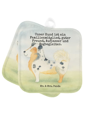 Mr. & Mrs. Panda Topflappen Hund Australien Shepherd Design mit ... in Weiß