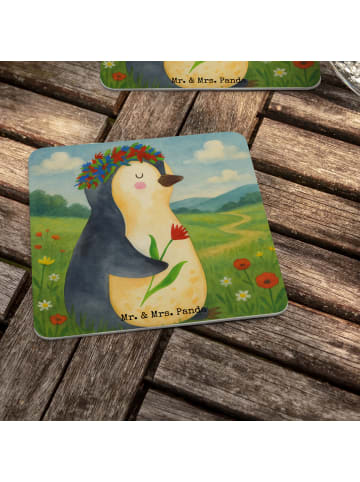 Mr. & Mrs. Panda Getränkeuntersetzer Pinguin Blumen Design ohne ... in Weiß