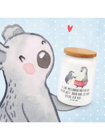 Mr. & Mrs. Panda Teedose Pinguin mit Kind mit Spruch in Weiß