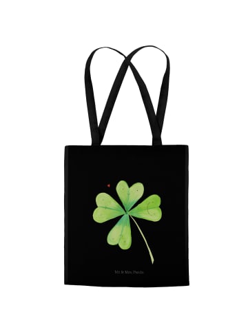 Mr. & Mrs. Panda Tote Bag Blume Kleeblatt ohne Spruch in Schwarz