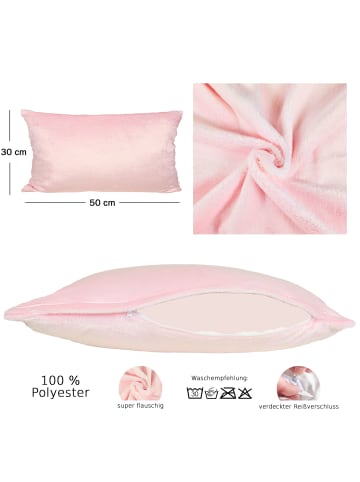JACK 2er Set Teddy Flausch Kissenhülle Kissenbezug in Rosa
