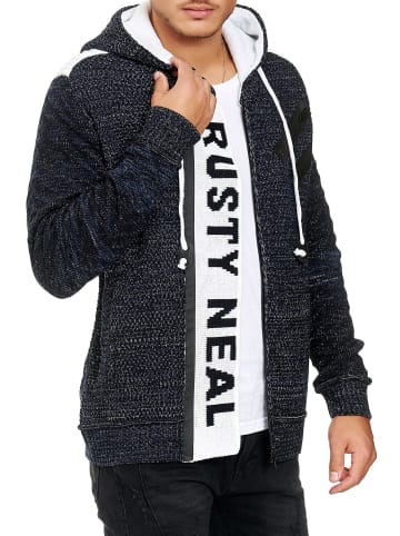 Rusty Neal Full Zip Grobstrick Kapuzen-Strick-Jacke in Marine