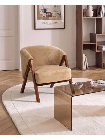 Beliani Sessel SKEI in Beige/Braun - (W) 67 x (H) 69 x (L) 66 cm