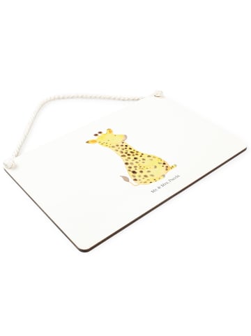 Mr. & Mrs. Panda Wandbild Holz Giraffe Zufrieden mit Spruch in Weiß