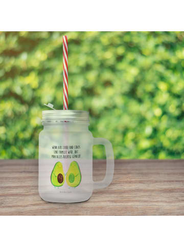 Mr. & Mrs. Panda Glas Avocado Pärchen mit Spruch in Transparent