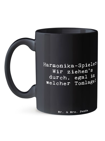 Mr. & Mrs. Panda Kaffeetasse Spruch Harmonika Spieler mit Spruch in Schwarz