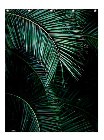 Juniqe Duschvorhang "Palm Leaves 9" in Grün & Schwarz