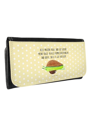 Mr. & Mrs. Panda Portemonnaie Avocado Yoga mit Spruch in Gelb Pastell