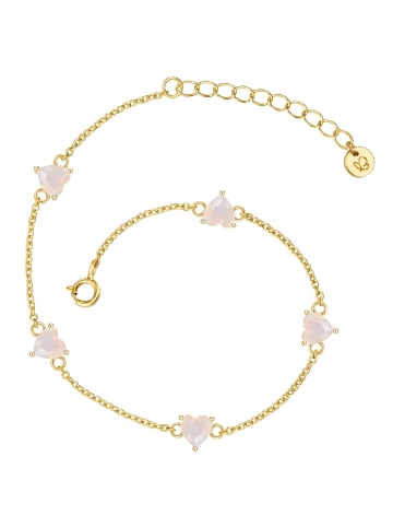 Glanzstücke München Armband Herz aus Sterling Silber mit Mondstein (synth.) in gelbgold