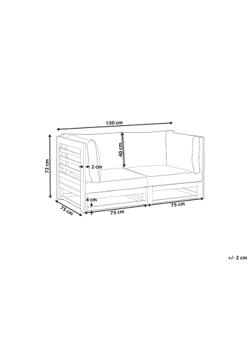 Beliani Gartensofa TRANI in Braun/Grau/Beige - (W) 150 x (H) 72 x (L) 75 cm