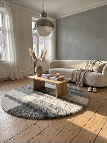 KADIMA DESIGN Teppich Hochflor Shaggy Waschbar Karo WERFEN Strapazierfähig in Hellgrau