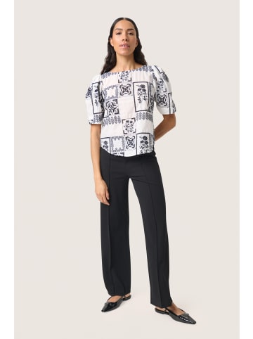 Soaked in Luxury Kurzarm-Bluse SLReesha Gerade Passform in Broken White w. Navy