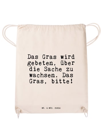 Mr. & Mrs. Panda Jutebeutel Das Gras wird gebeten,... mit Spruch in Creme