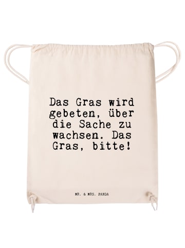 Mr. & Mrs. Panda Sportbeutel Das Gras wird gebeten,... mit Spruch in Creme