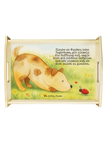 Mr. & Mrs. Panda Bett-Tablett Hund Marienkäfer Design mit Spruch in Weiß