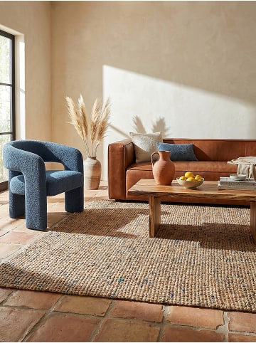KADIMA DESIGN Naturfaser-Teppich Handgewebt ERME Jute Naturbelassen Modern in Natur-Blau