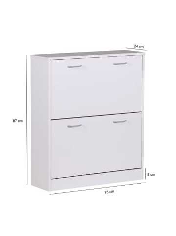 FineBuy Schuhschrank in Weiß / Spanplatte / 75x24x87