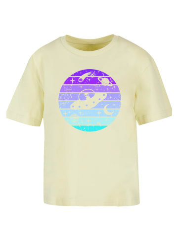F4NT4STIC Everyday Tee Retro Alien Weltraum Sonnenuntergang in softyellow