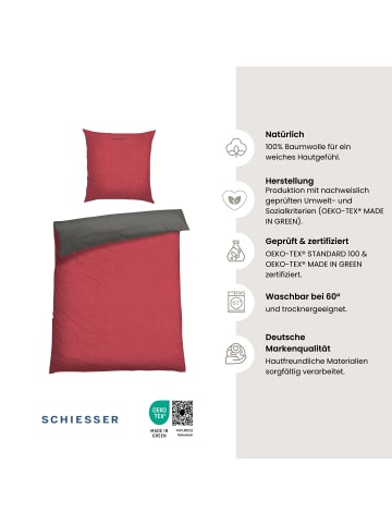 Schiesser Renforcé Bettwäscheset Doubleface in Rot-Dunkelgrau