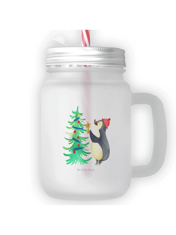 Mr. & Mrs. Panda Trinkglas Mason Jar Pinguin Weihnachtsbaum ohne... in Transparent