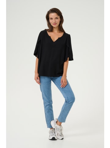 Kaffe Kurzarm-Bluse KAmona Loose fit in Black Deep