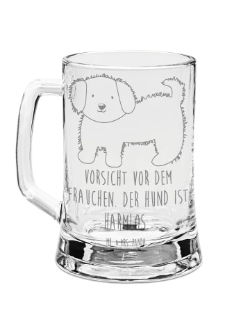 Mr. & Mrs. Panda Gravur Bierkrug Hund Flauschig mit Spruch in Transparent