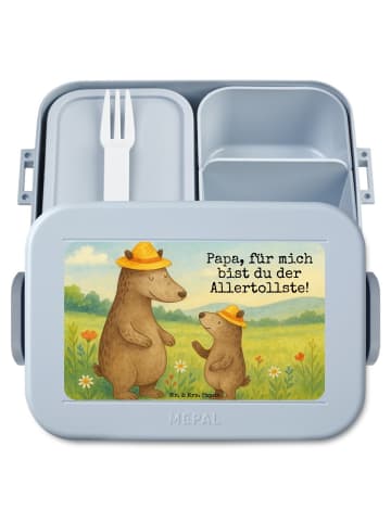 Mr. & Mrs. Panda Snackbox Bären mit Hut Design mit Spruch in Blau Pastell