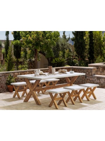 Beliani 7-tlg Gartentisch Set OLBIA in Weiß/Braun