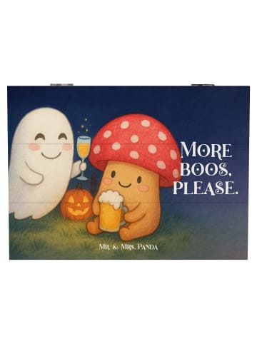 Mr. & Mrs. Panda Box aus Holz Gespenst Prost Design mit Spruch in Weiß