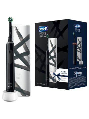 Oral-B Elektrische Zahnbürste "Pro 3 + Reiseetui Streifen Design" in Schwarz