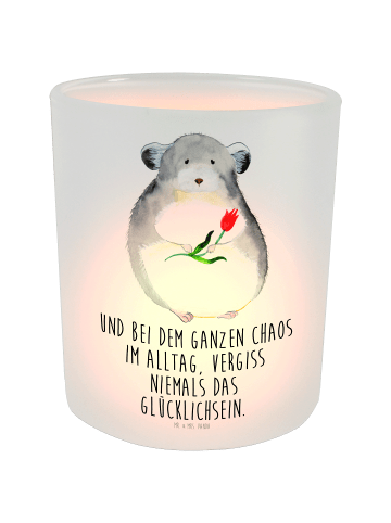 Mr. & Mrs. Panda Kerze Chinchilla Blume mit Spruch in Transparent