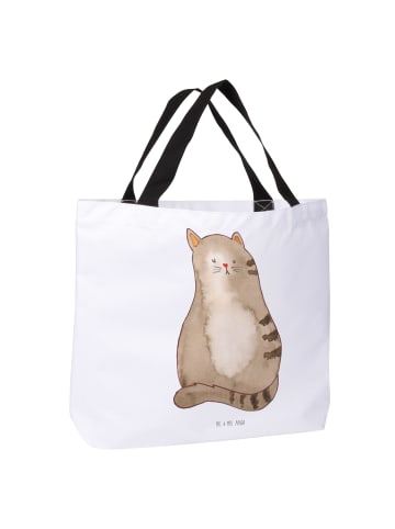 Mr. & Mrs. Panda Shopping Bag Katze Sitzen ohne Spruch in Weiß